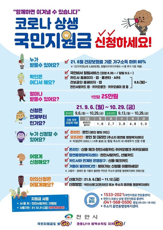 ▲ 천안시의 국민지원금 포스터.ⓒ천안시