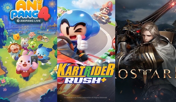 ▲ 왼쪽부터 애니팡4, 카트라이더 러쉬플러스, 로스트아크 ⓒ각 사