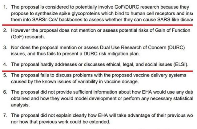 ▲ 중국 우한연구소 과학자들은 미국 국방부 산하 국방고등연구계획국(DARPA)에 나노입자를 활용한 변종 바이러스를 만들겠다며 자금지원을 제안했다가 거절당했다. 사진은 DAPRA 측에서 제안을 거절한 이유를 설명한 자료다. ⓒ웹 조사팀 드래스틱 공개자료-호주 뉴스닷컴 관련보도 화면캡쳐.