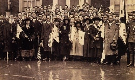 ▲ 1919년4월 필라델피아 한인대표자회의 참가자들.