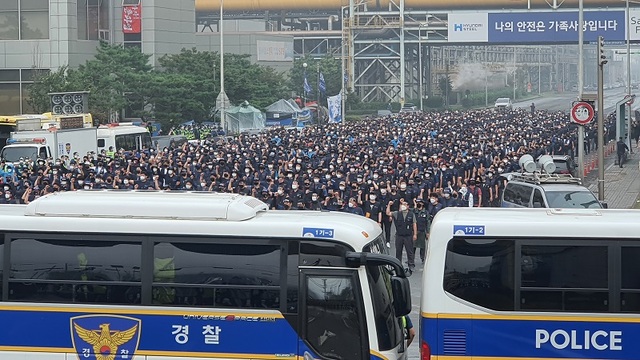 ▲ 현대제철 당진제철소에서 민주노총 금속연맹 노조원들의 집회 장면.ⓒ독자제공