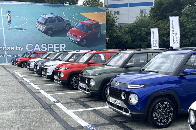 ▲ 캐스퍼 차량들이 주차된 모습. ⓒ김재홍 기자