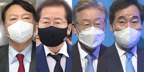 ▲ (왼쪽부터) 윤석열·홍준표 국민의힘 대선 예비후보·이재명·이낙연 더불어민주당 대선 예비후보.ⓒ연합뉴스