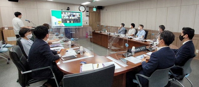 ▲ 지난 30일 한국-유럽연합 도시 간 교류를 위한 영상회의를 하고 있다.ⓒ세종시