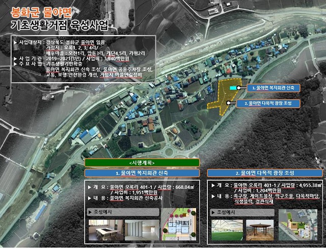 ▲ 물야면 기초생활거점육성사업 사업계획도.ⓒ봉화군