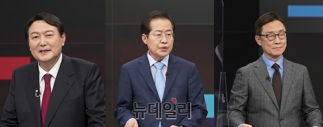 ▲ (왼쪽부터)국민의힘 대선주자 윤석열·홍준표·최재형 후보.ⓒ뉴데일리DB