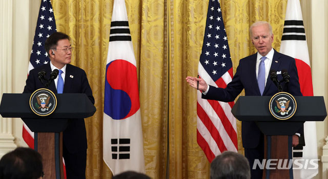 ▲ 지난 5월 한미정상회담 당시 문재인 대통령과 조 바이든 미국 대통령. ⓒ뉴시스. 무단전재 및 재배포 금지.