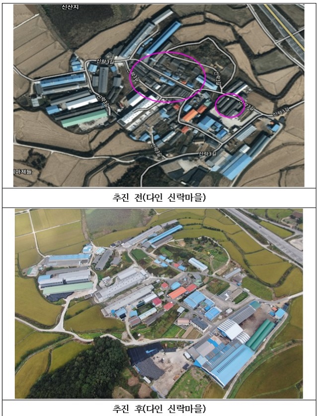 ▲ 의성군 다인 슬레이트 사업 전·후.ⓒ의성군