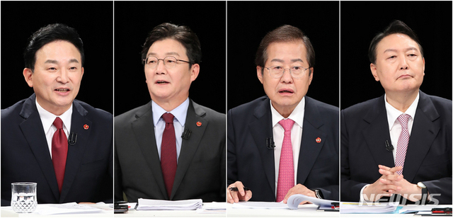 ▲ 국민의힘 원희룡·유승민·홍준표·윤석열 대선 경선 후보가 13일 오후 제주시 도남동 KBS제주방송국에서 열린 제주합동토론회에서 발언하고 있다.ⓒ뉴시스