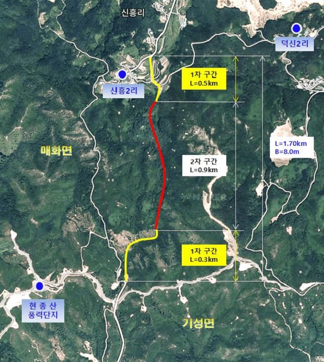 ▲ 울진군 신흥-삼산 군도17호선 도로 위치도.ⓒ울진군