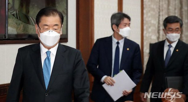 ▲ 정의용 외교장관, 이인영 통일장관, 서욱 국방장관. ⓒ뉴시스. 무단전재 및 재배포 금지.