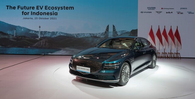 G20 발리 정상회의에 VIP 차량으로 제공되는 제네시스 G80 전동화모델. ⓒ현대차그룹
