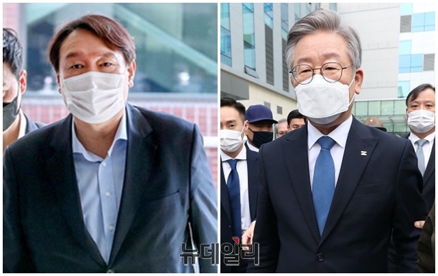 ▲ 윤석열 국민의힘 대선 경선후보와 이재명 더불어민주당 대선후보. ⓒ뉴데일리