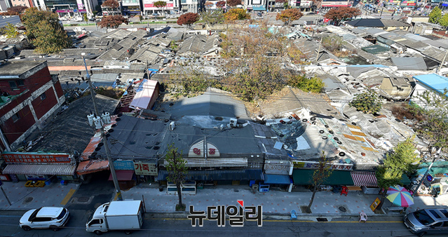 ▲ 경기도 성남시 중원구 성호시장 도시개발사업 구역 전경. ⓒ정상윤 기자