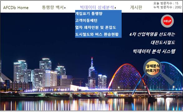 ▲ 대전도시철도공사가 자체 개발해 일반 시민에게 개방한 통행량 빅데이터 조회·분석 프로그램 접속 화면.ⓒ대전도시철도공사