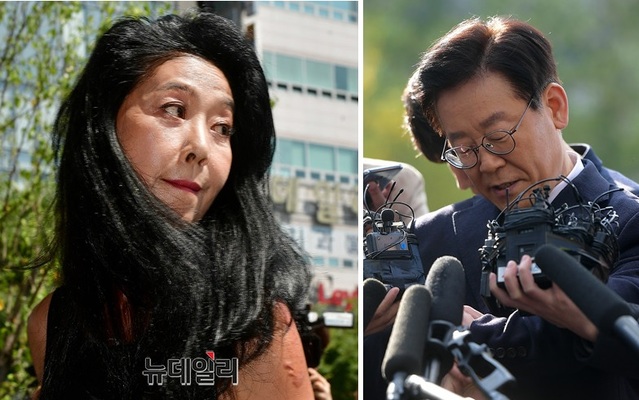 배우 김부선(좌)과 이재명 더불어민주당 대선후보. ⓒ정상윤 기자