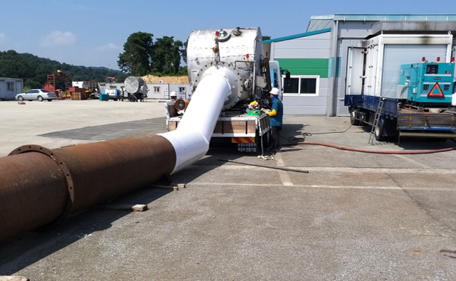 ▲ 상수도관 보수공법 시험시공사진. ⓒ GS건설