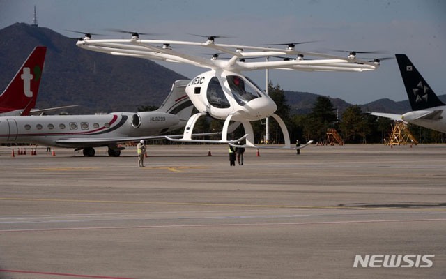 지난 11일 김포국제공항에서는 독일 '볼로콥터'사의 eVTOL 시험비행이 있었다. ⓒ뉴시스. 무단전재 및 재배포 금지.