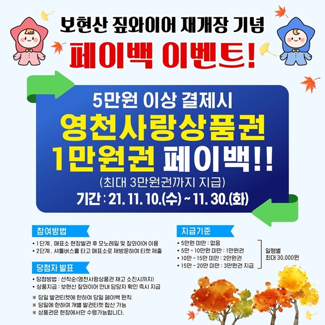 ▲ 영천시시설관리공단(이사장 김재훈, 이하 공단)은 10일부터 운영을 재개하고 페이백 이벤트를 진행한다.ⓒ영천시