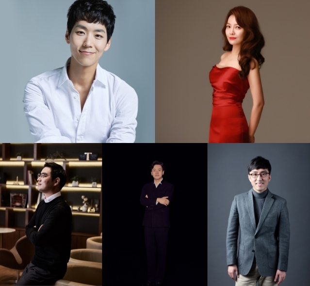 ▲ (왼쪽 위부터 시계방향으로)뮤지컬 배우 카이, 소프라노 임선혜, 오르가니스트 신동일, 피아니스트 김태형, 지휘자 최수열.ⓒ롯데문화재단