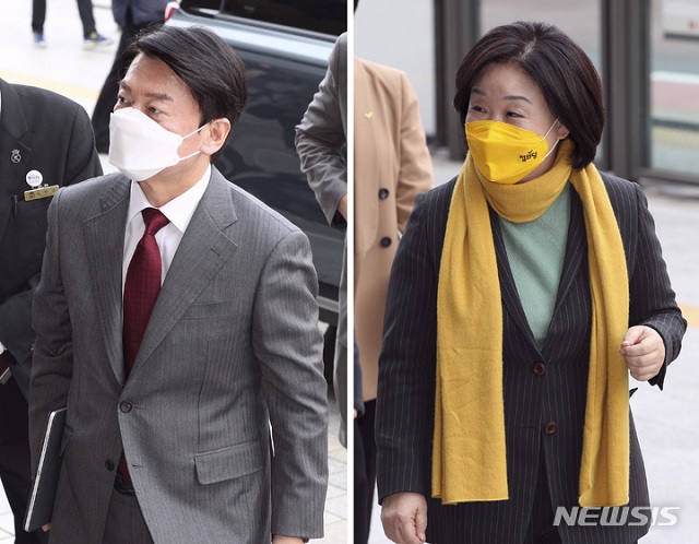 ▲ 안철수(왼쪽) 국민의당 대선 후보와 심상정 정의당 대선 후보가 6일 오후 서울 여의도 켄싱턴호텔로 회동을 갖기 위해 각각 들어가고 있다.ⓒ뉴시스(사진=국회사진기자단)