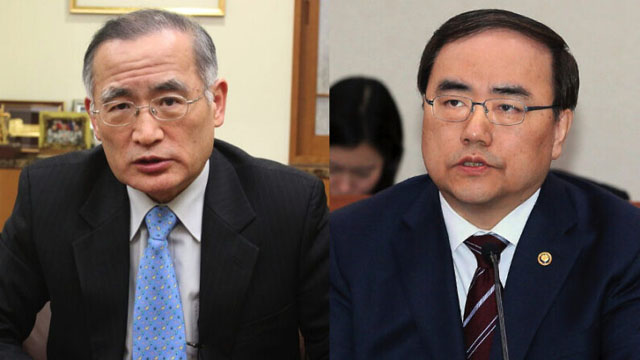 ▲ 이재명 캠프 측 위성락 전 러시아 대사와 윤석열 캠프 측 김성한 고려대 교수. ⓒ연합뉴스. 무단전재 및 재배포 금지.