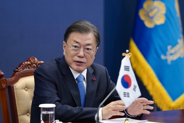 ▲ 9일 열린 민주주의 정상회의에 참석해 발언하는 문재인 대통령 