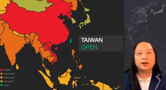 ▲ 지난 10일(美현지시간) 조 바이든 미국 대통령 주재로 열린 민주주의 정상회의에 대만 대표로 참석한 오드리 탕 디지털 담당 정무위원. ⓒ뉴시스. 무단전재 및 재배포 금지.