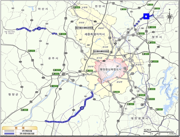 ▲ 행복도시~청주국제공항 연결도로 위치도.ⓒ충북도