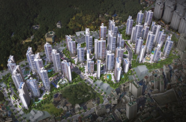 ▲ 부산 동래구 온천4구역을 재개발한 '래미안 포레스티지' 조감도. ⓒ 홈페이지