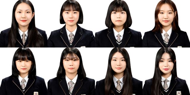 ▲ 대성여상 육군 여군부사관 합격자. (상단 좌측부터) 김서진, 박경진, 박은주, 안혜연 학생, (하단 좌측부터) 연정아, 이도희, 이유승, 장시은 학생.ⓒ대성여상