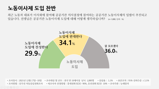 ▲ 노동이사제 도입 찬반 설문조사 결과.ⓒ뉴데일리DB