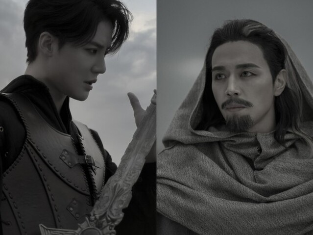 ▲ 뮤지컬 '엑스칼리버' 김준수·손준호 캐릭터 컷.ⓒEMK뮤지컬컴퍼니