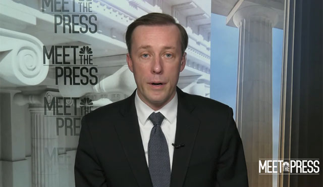 ▲ 제이크 설리번 美백악관 국가안보보좌관은 지난 6일 NBC와 ABC 시사프로그램에 출연해 우크라이나 사태와 관련해 중국이 러시아 편을 들 경우 대가를 치르게 될 것이라고 경고했다. 사진은 NBC '미트 더 프레스'에 출연한 제이크 설리번 보좌관. ⓒ美NBC 'Meet the Press' VOD 화면캡쳐.