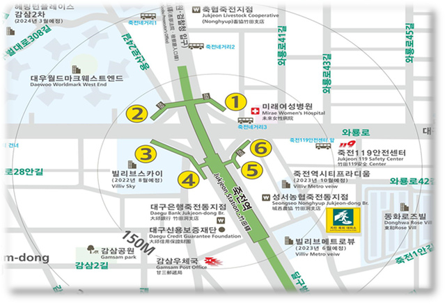 ▲ 지난 2018년 9월 시작한 대구도시철도 2호선 ‘죽전역 서편 출입구 건설공사’가 준공돼 2월 22일부터 사용 개시된다.ⓒ대구시