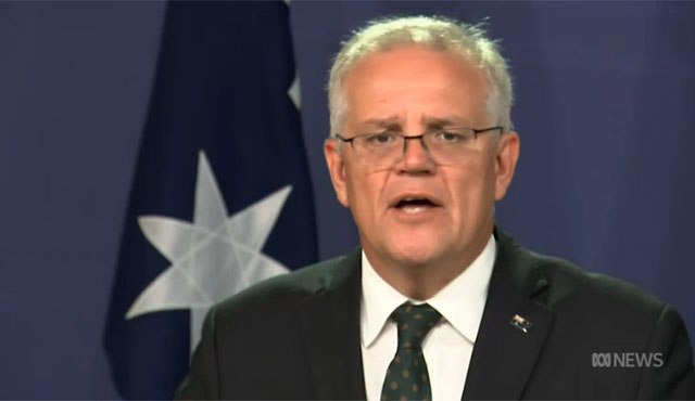 ▲ 스콧 모리슨 호주총리가 23일(현지시간) 러시아에 대한 제재에 동참한다고 밝혔다. ⓒ호주 ABC 관련보도 VOD 캡쳐.