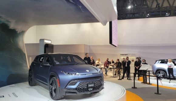 ▲ MWC 2022에 마련된 미국 전기차 업체 피스커 전시부스.ⓒ뉴데일리DB