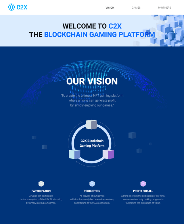 ▲ C2X 블록체인 플랫폼 티징 사이트 ⓒ컴투스