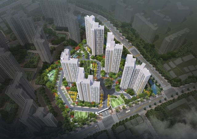 ▲ 안성 당왕지구 6-2 블록 공동주택 신축공사 조감도. ⓒ금호건설