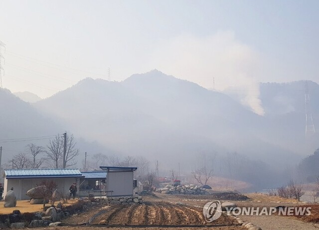 ▲ 연기 피어오르는 삼척 산불 현장 ⓒ연합뉴스