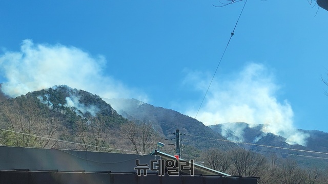 ▲ 대구시 달성군 가창면에서 발생한 산불 장면.ⓒ뉴데일리