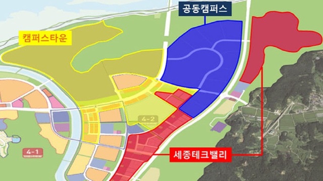 ▲ 세종시 4-2생활권 공동캠퍼스와 대학부지도.ⓒ세종시