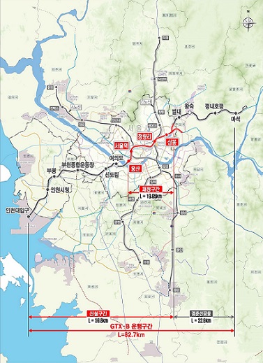 ▲ GTX B노선도.ⓒ국토부