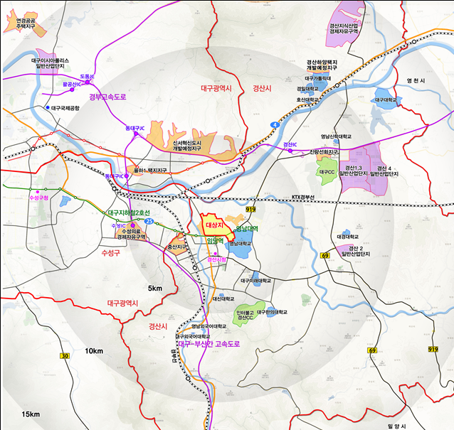 ▲ LH 대구경북지역본부(이하 LH대경본부)는 경산대임지구 내 민간 사전청약 대상 공동주택용지 2개 블록과 주상복합용지 1개 블록을 3월 22일 공급한다고 밝혔다. 사진은 지구위치도.ⓒLH 대구경북지역본부
