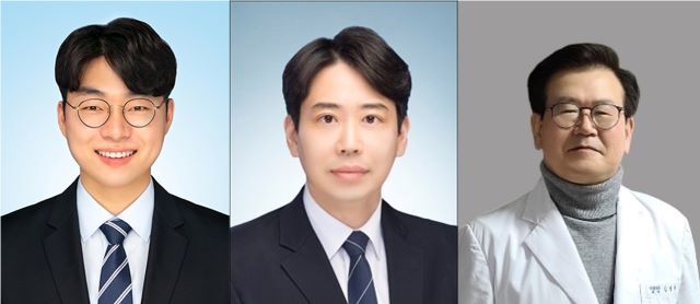 ▲ (좌측부터) 충북대 의과대학 문형철 의학물리학 박사, 충북대병원 신경외과 도윤식 교수, 김영규 교수.ⓒ충북대병원