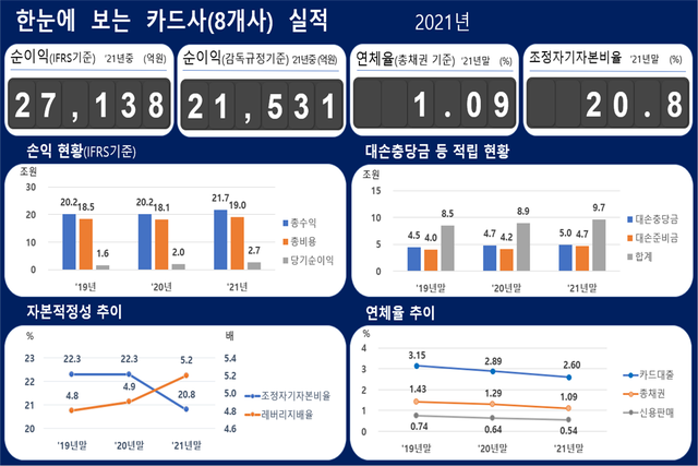 ▲ 지난해 카드사 영업실적.ⓒ금융감독원