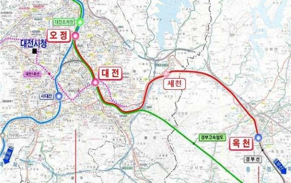 ▲ 대전~옥천 광역철도 노선도.ⓒ충북도