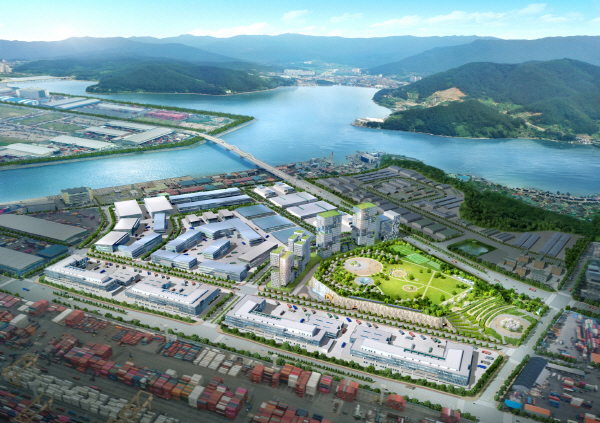 ▲ 부산항 신항 북컨2단계 배후단지 조성사업 완공후 예상조감도. ⓒ DL이앤씨