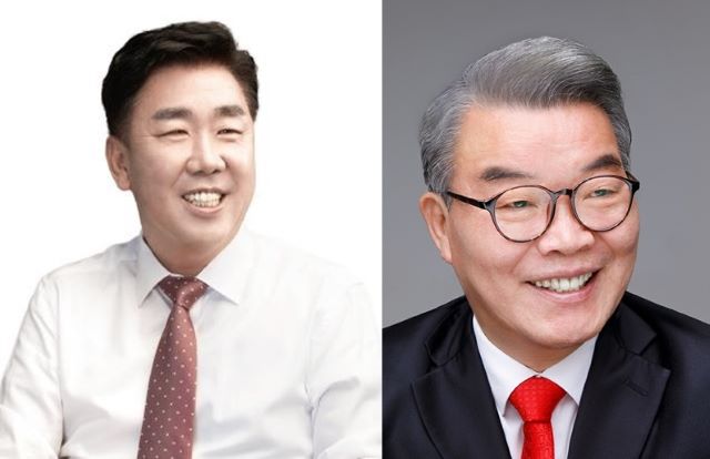 ▲ 이범석 전 청주 부시장(왼쪽)과 최현호 청주시당협위원장.ⓒ선관위 홈페이지 캡처