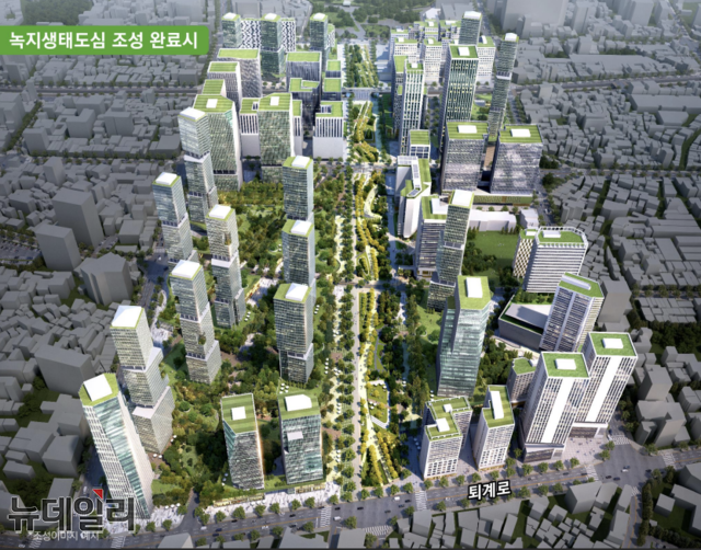 ▲ 녹지생태도심 조성 완료시 서울시 모습 ⓒ서울시